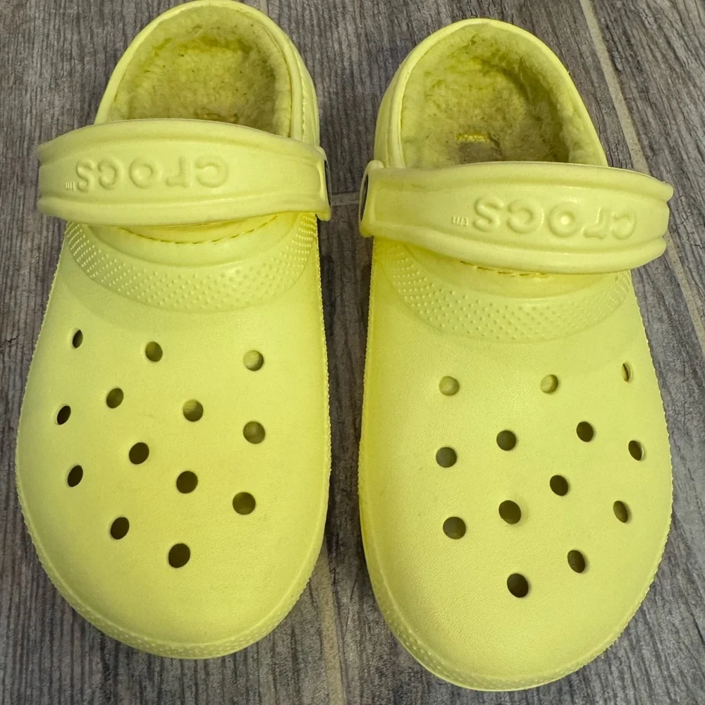 Fur lined kids CROCS size 2